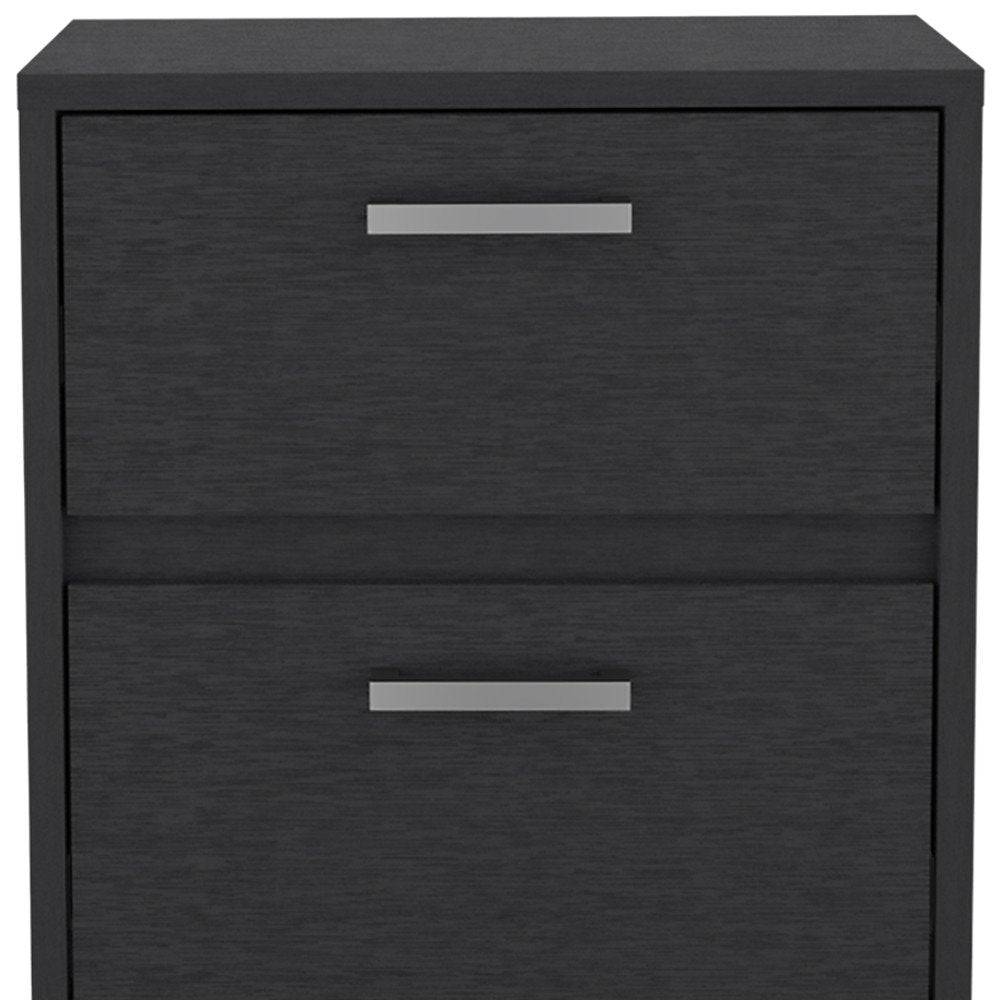 19" Black Wood Two Drawer Nightstand