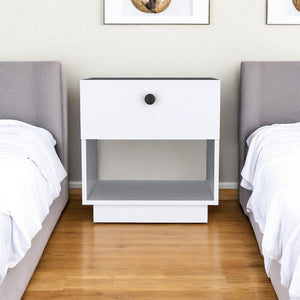 20" White Wood One Drawer Nightstand