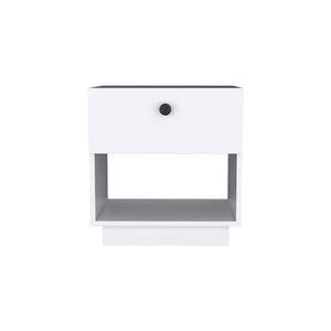 20" White Wood One Drawer Nightstand