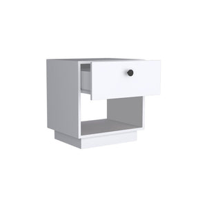20" White Wood One Drawer Nightstand