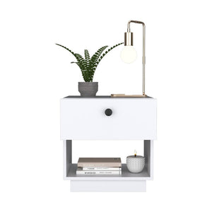 20" White Wood One Drawer Nightstand