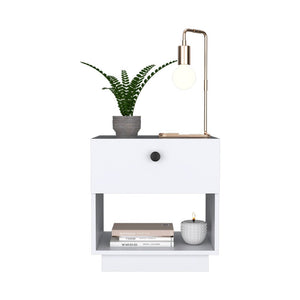 20" White Wood One Drawer Nightstand