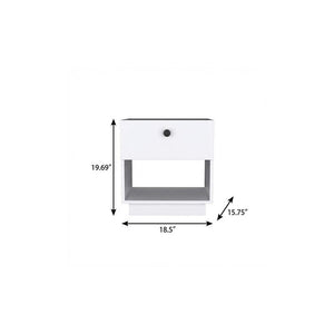 20" White Wood One Drawer Nightstand