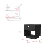 20" Black Wood One Drawer Nightstand