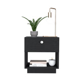 20" Black Wood One Drawer Nightstand