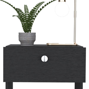 20" Black Wood One Drawer Nightstand