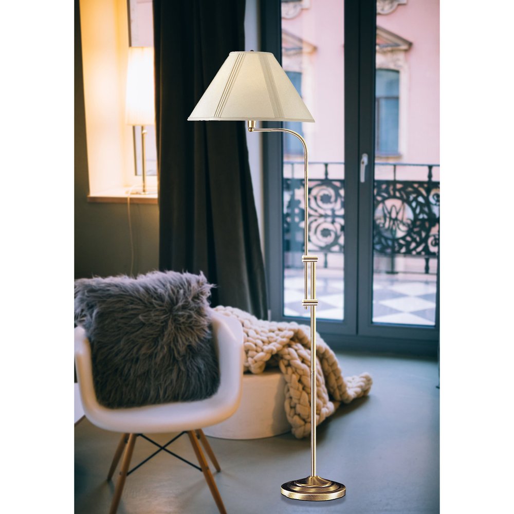 68" Bronze Adjustable Traditional Shaped Floor Lamp With Beige Empire Shade