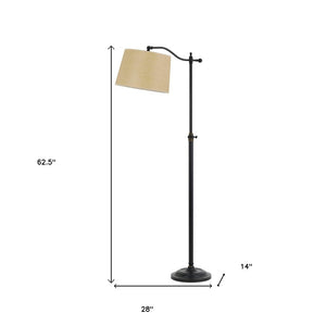 63" Bronze Metal Adjustable Floor Lamp With Tan Paper Square Shade