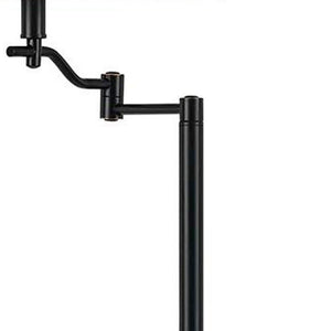60" Bronze Swing Arm Floor Lamp With Beige Fabric Empire Shade