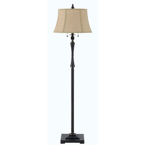 61" Bronze Two Light Traditional Shaped Floor Lamp With Brown Square Shade