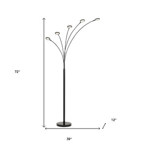 72" Bronze Five Light LED Arc Floor Lamp
