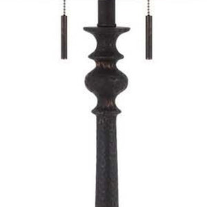 63" Rust Two Light Floor Lamp With Beige Fabric Square Shade