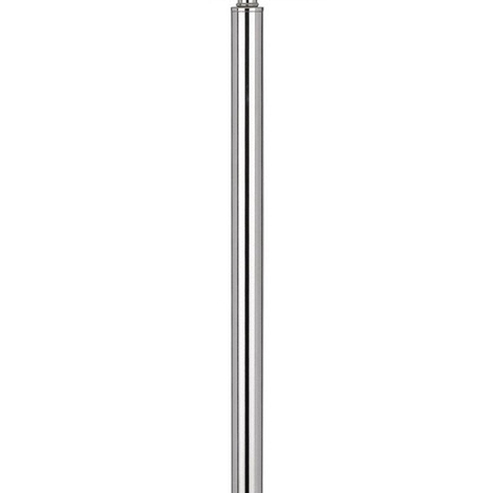 61" Chrome Tray Table Floor Lamp With White Square Shade