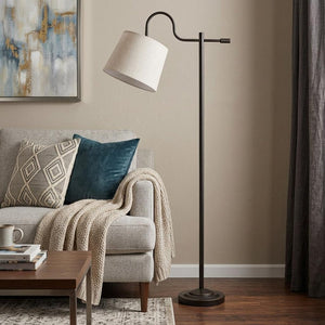 63" Bronze Adjustable Traditional Shaped Floor Lamp With Gray Square Shade
