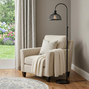 61" Black Adjustable Traditional Shaped Floor Lamp With Bronze Dome Shade