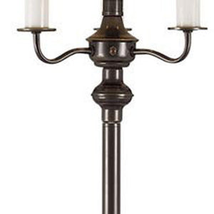 60" Bronze Metal Four Light Floor Lamp With Beige Fabric Square Shade