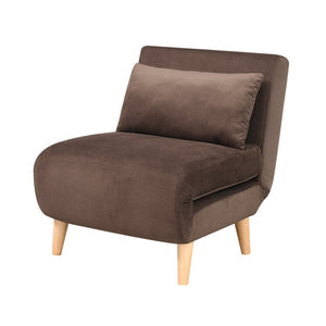 27" Brown and Natural Upholstered Convertible Chair And Toss Pillow