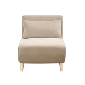 27" Beige and Natural Upholstered Slipper Chair And Toss Pillow