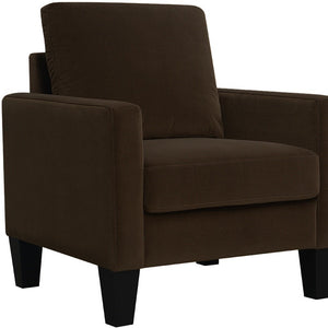 32" Dark Brown and Black Upholstered Arm Chair