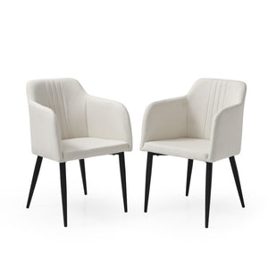 Set of Two 23" Off White and Black Upholstered Arm Chair