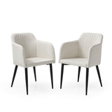 Set of Two 23" Off White and Black Upholstered Arm Chair
