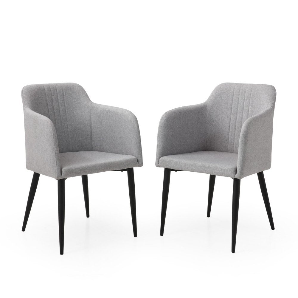 Set of Two 23" Light Gray and Black Upholstered Arm Chair