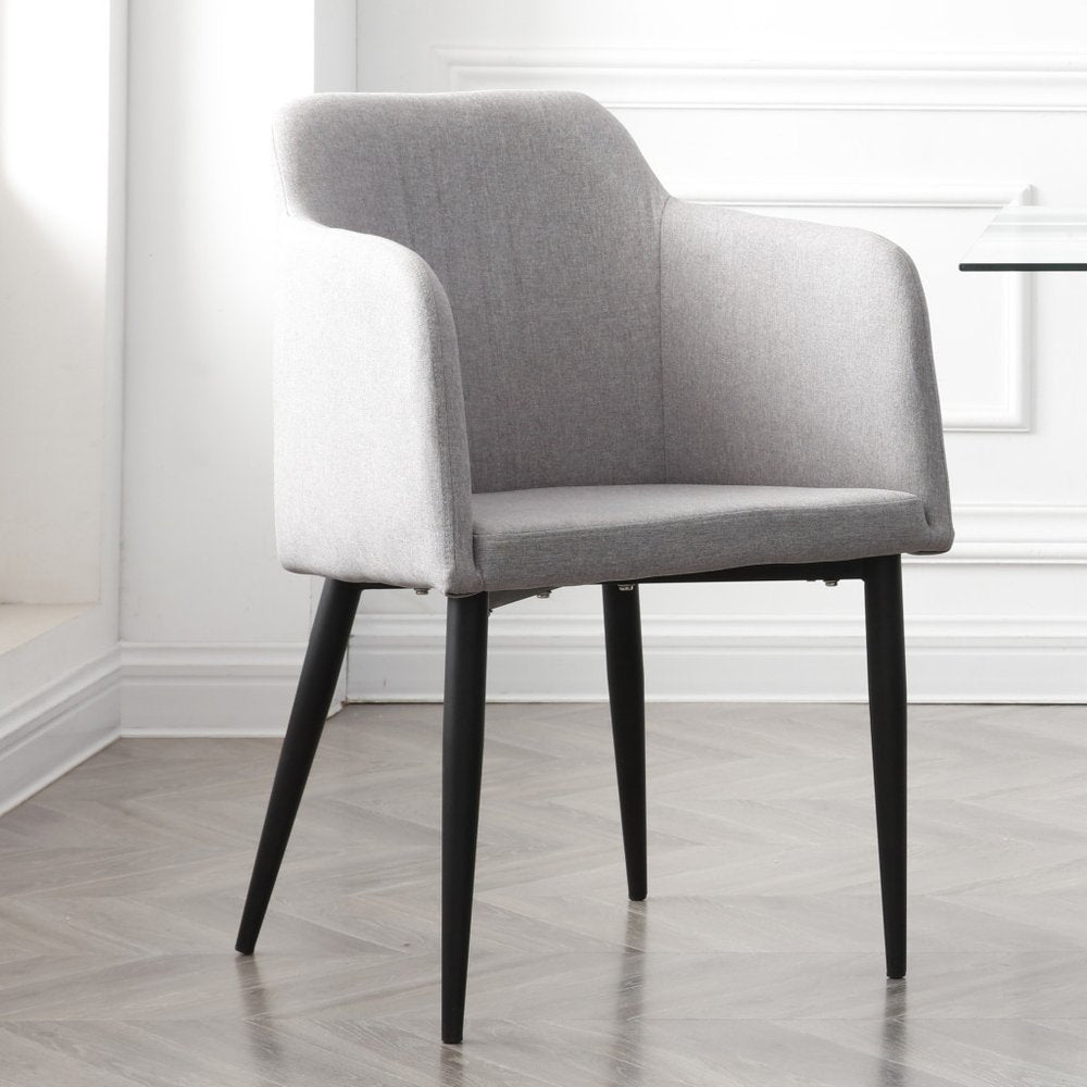 Set of Two 23" Light Gray and Black Upholstered Arm Chair