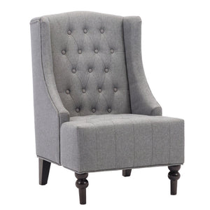 25" Gray and Black Upholstered Tufted Wingback Chair