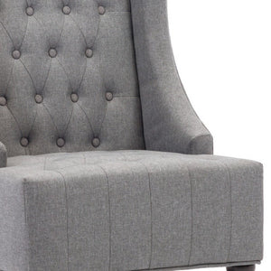 25" Gray and Black Upholstered Tufted Wingback Chair