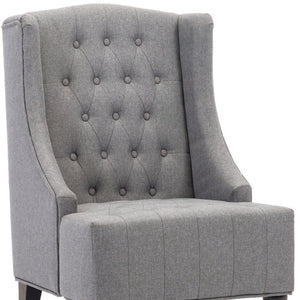25" Gray and Black Upholstered Tufted Wingback Chair