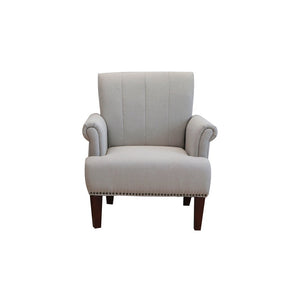 30" Light Gray and Brown Upholstered Arm Chair