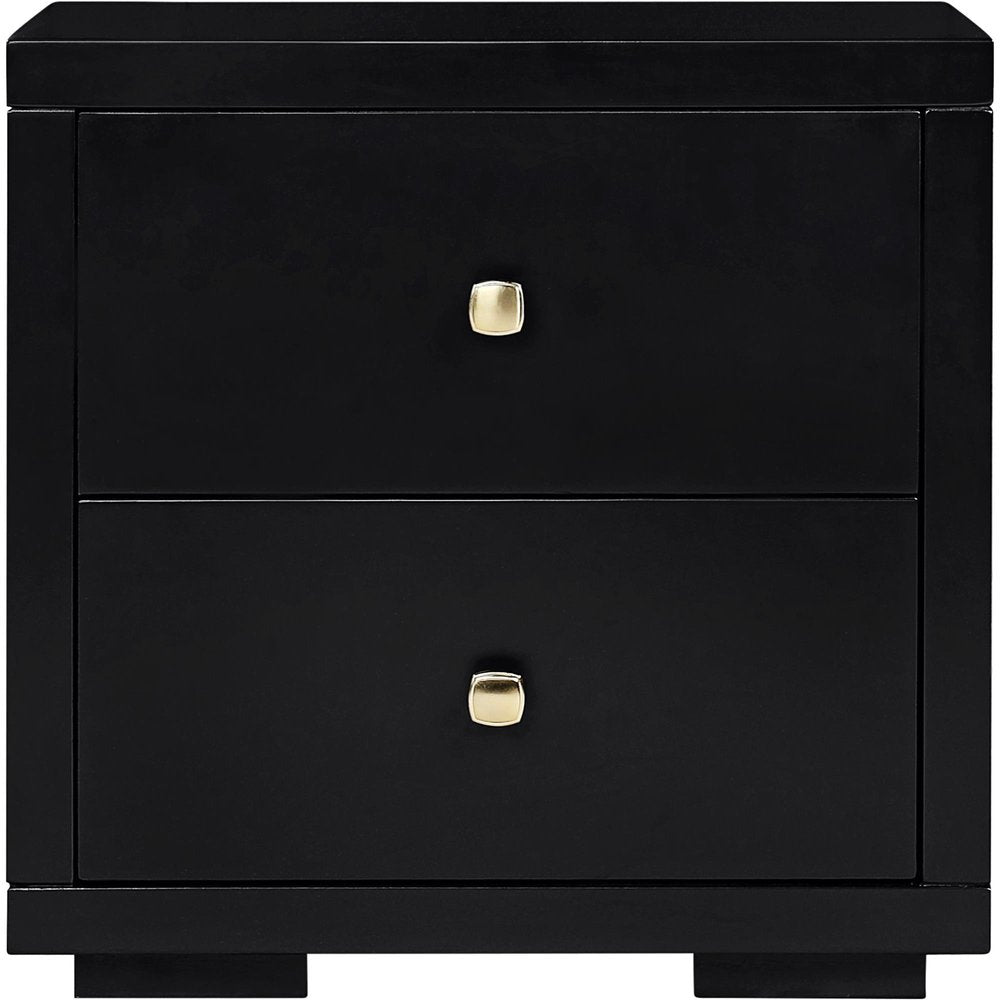 19" White Solid and Manufactured Wood Two Drawer Nightstand