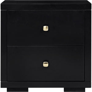 19" Black Solid and Manufactured Wood Two Drawer Nightstand
