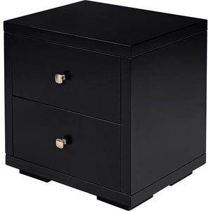 19" Black Solid and Manufactured Wood Two Drawer Nightstand