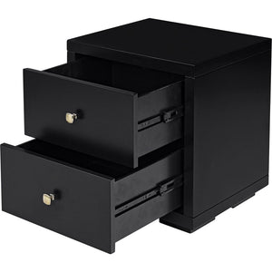 19" Black Solid and Manufactured Wood Two Drawer Nightstand