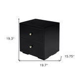 19" Espresso Solid and Manufactured Wood Two Drawer Nightstand