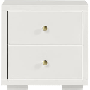 19" White Solid and Manufactured Wood Two Drawer Nightstand