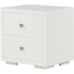 19" White Solid and Manufactured Wood Two Drawer Nightstand