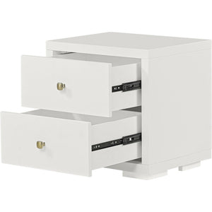 19" White Solid and Manufactured Wood Two Drawer Nightstand