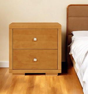 19" Black Solid and Manufactured Wood Two Drawer Nightstand