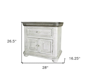 27" Ivory Solid Wood One Drawer Nightstand