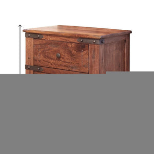 29" Wood Brown Two Drawer Nightstand