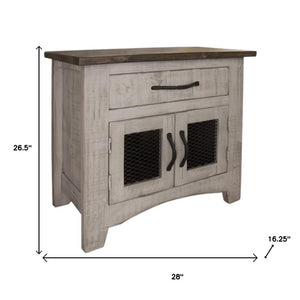 27" Gray Solid Wood One Drawer Nightstand