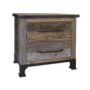 27" Gray Solid Wood Two Drawer Nightstand