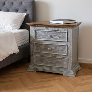 32" Gray Three Drawer Nightstand