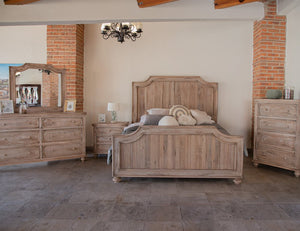 31" Brown Solid Wood Three Drawer Nightstand