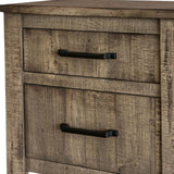 25" Brown Solid Wood Two Drawer Nightstand