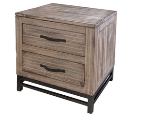 25" Brown Solid Wood Two Drawer Nightstand