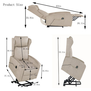 Power Lift Recliner Chair, Adjustable Modern Lift Chair, Lift Recliner Sofa For Back, Lumbar, Legs Support, Classic Power Recliner Chair With Remote Control, Side Pocket - Light Gray by Couch.com