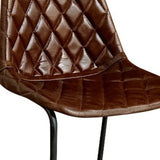 27" Brown and Black Leather and Iron Counter Height Bar Chair